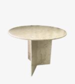 oval traverten yemek masası