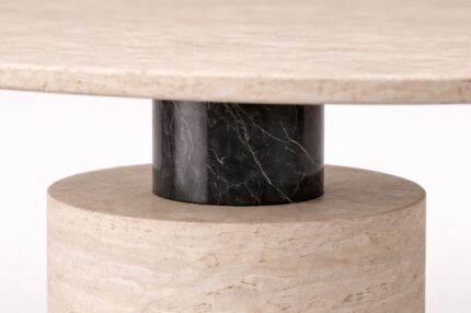 el yapımı traverten yemek masası doğal taş yuvarlak form