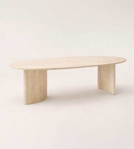 arcen oval traverten orta sehpa görünüm