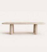 lyon sofistike traverten yemek masası doğal taş uzun form