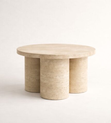 sütun ayaklı traverten orta sehpa moro